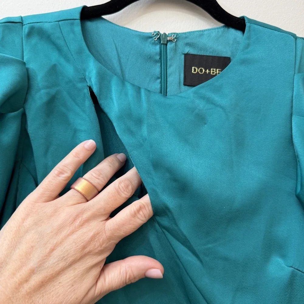 Do + Be Women's Turquoise Blue Long Sleeve Cocktail Dress Semi Formal NWT S - Picture 5 of 12